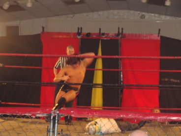 Brandon Aarons welcomes Rando to the LWA with a crushing elbow- Photo Credit Kari Williams 