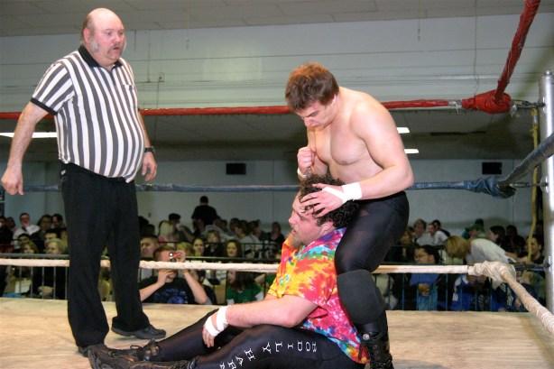 Dave Vaughn delivers a punch of his own.(Photo Credit Mike Van Hoogstraat)