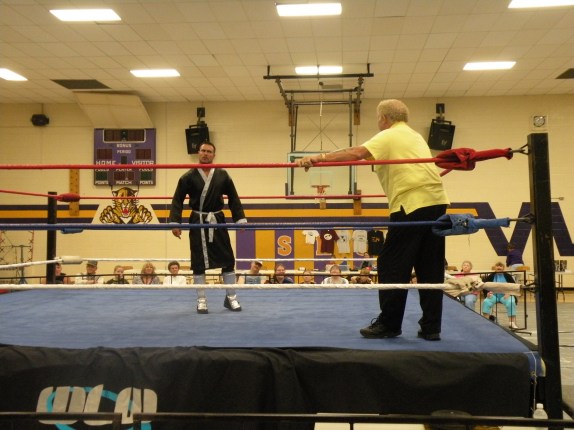 Steve Anthony does not like the ultimatum from the wrestling great Harley Race. (Photo Credit Brian “Flair” Kelley) 