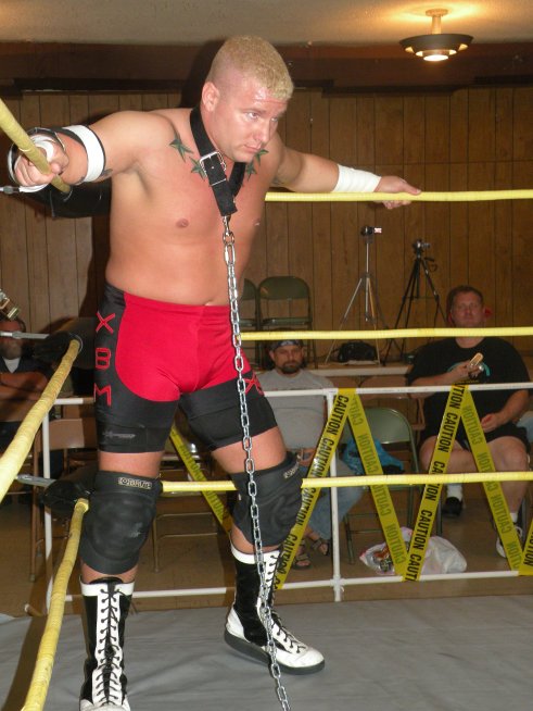 Bailey Mannix prepares with a war with Zach Thompson in a dog collar match for the MECW title. (Photo Credit Brian “Flair” Kelley)