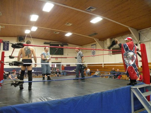 The GAW Champ Matt Cage comes to ring to take on Dingo and Ian Rotten.(Photo Credit Brian “Flair” Kelley)