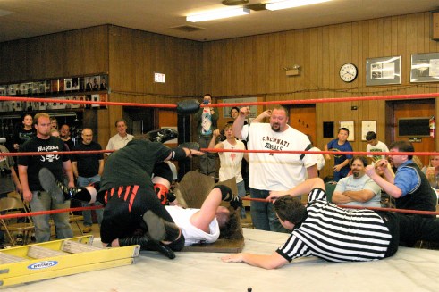 After hitting a spear on Napalm into a chair guaranteed victory for Mephisto. (Photo Credit Michael R Van Hoogstraat)