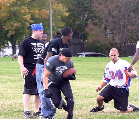 A.J Williams and Nick the shirt guy get ready for action. Photo credit Michael VanHoogstraat