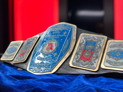 Missouri title belt in Studio B